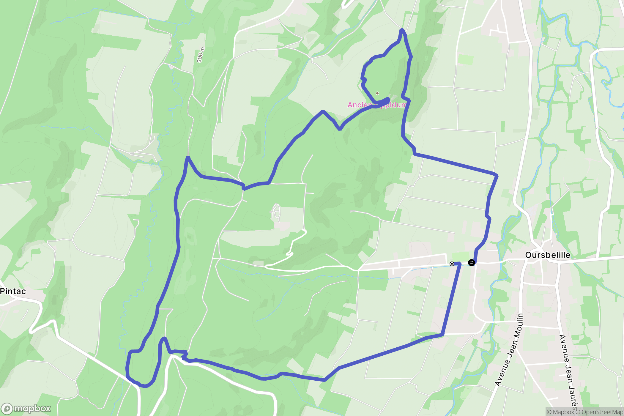 Oursbelille : carte du parcours de randonnée - France