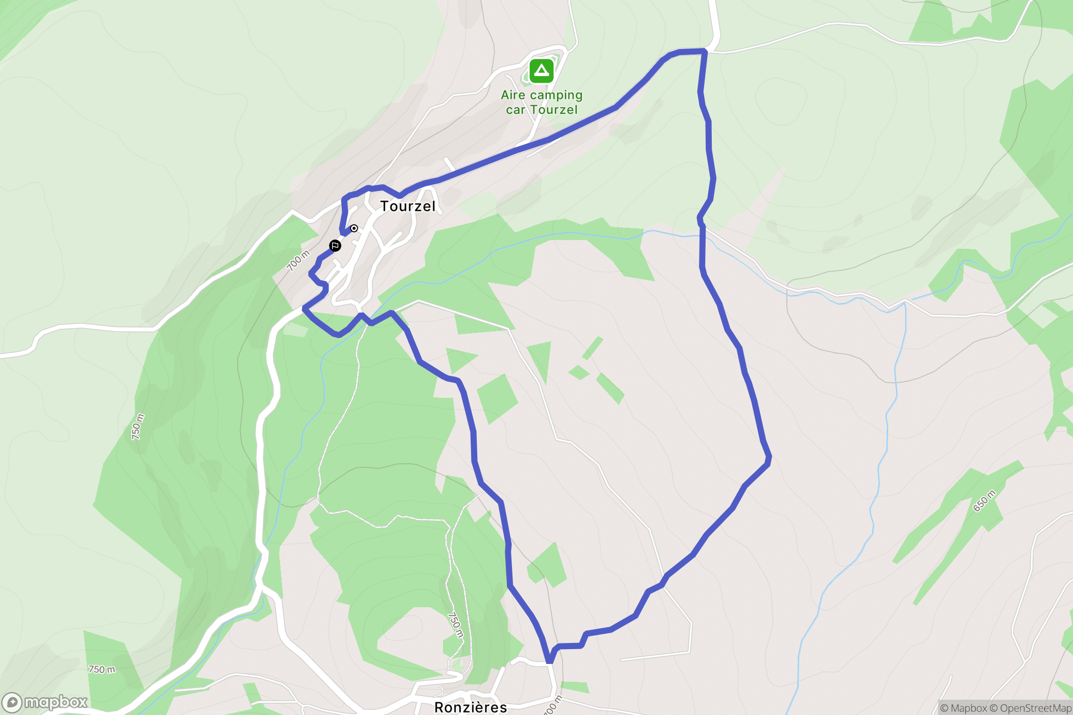 Tourzel-Ronzières : carte du parcours de randonnée - France