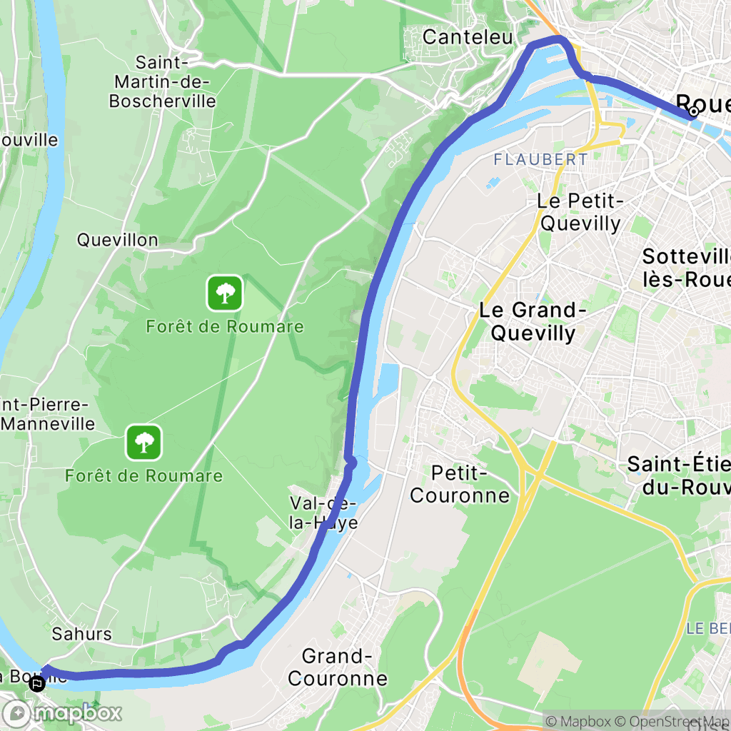 Rouen : carte du parcours de randonnée - France