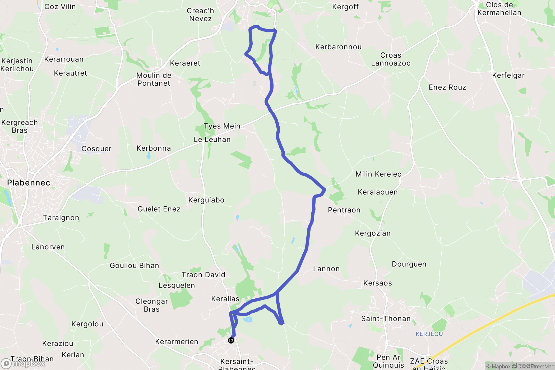 Kersaint-Plabennec : carte du parcours de randonnée - France