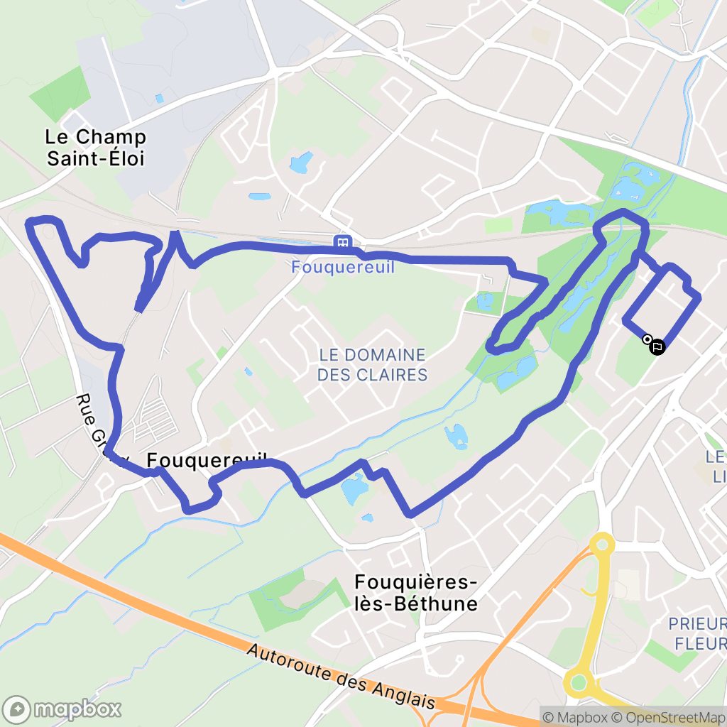 Béthune : carte du parcours de randonnée - France