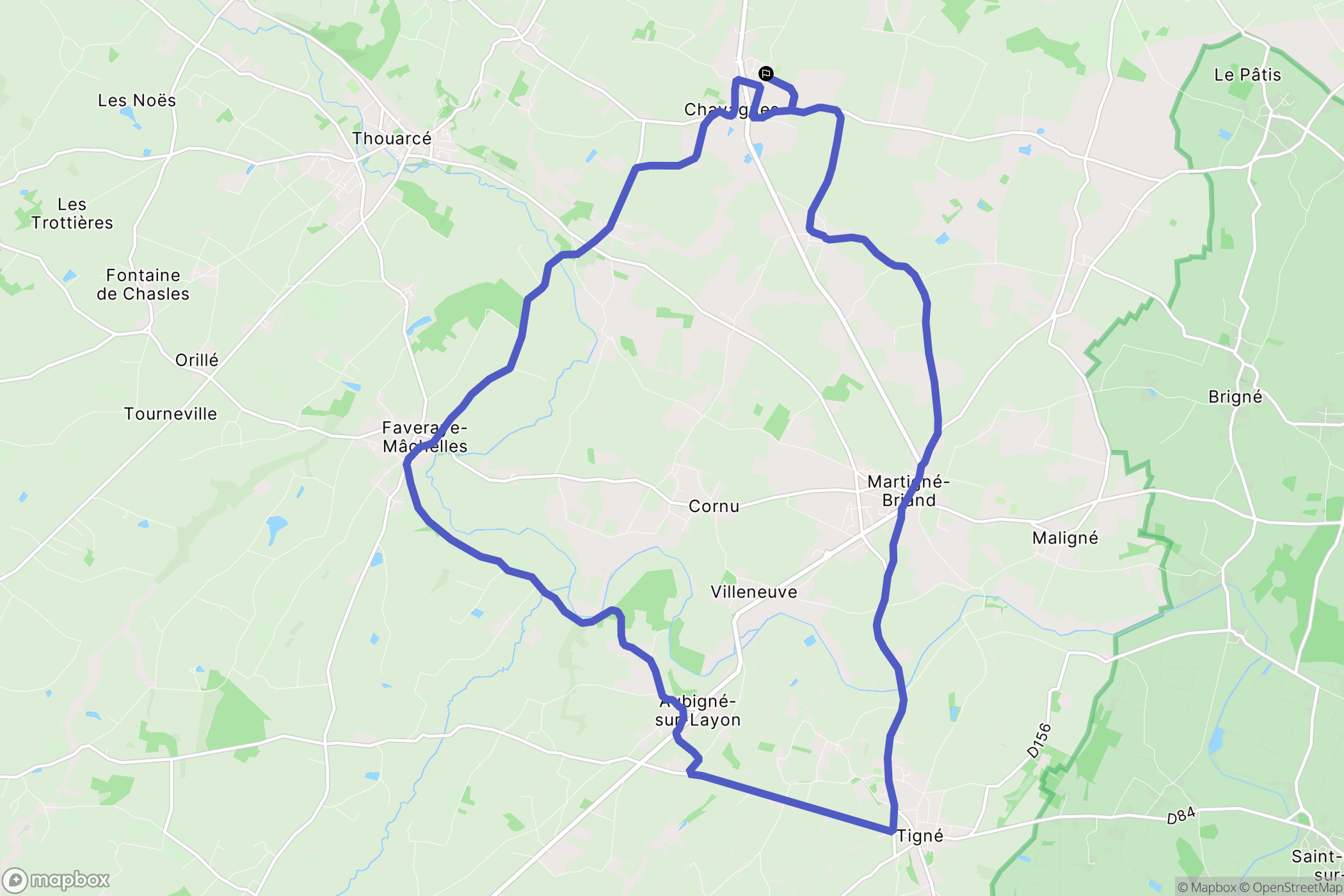 Terranjou : carte du parcours de randonnée - France