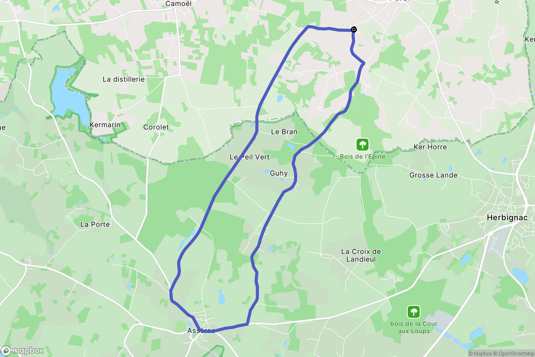 Férel : carte du parcours de randonnée - France