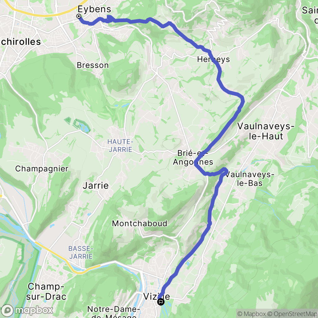 Eybens : carte du parcours de randonnée - France