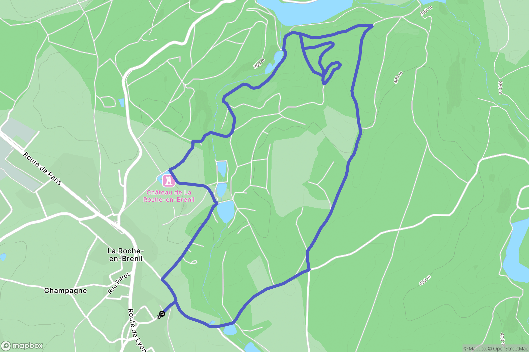 La Roche-en-Brenil : carte du parcours de randonnée - France