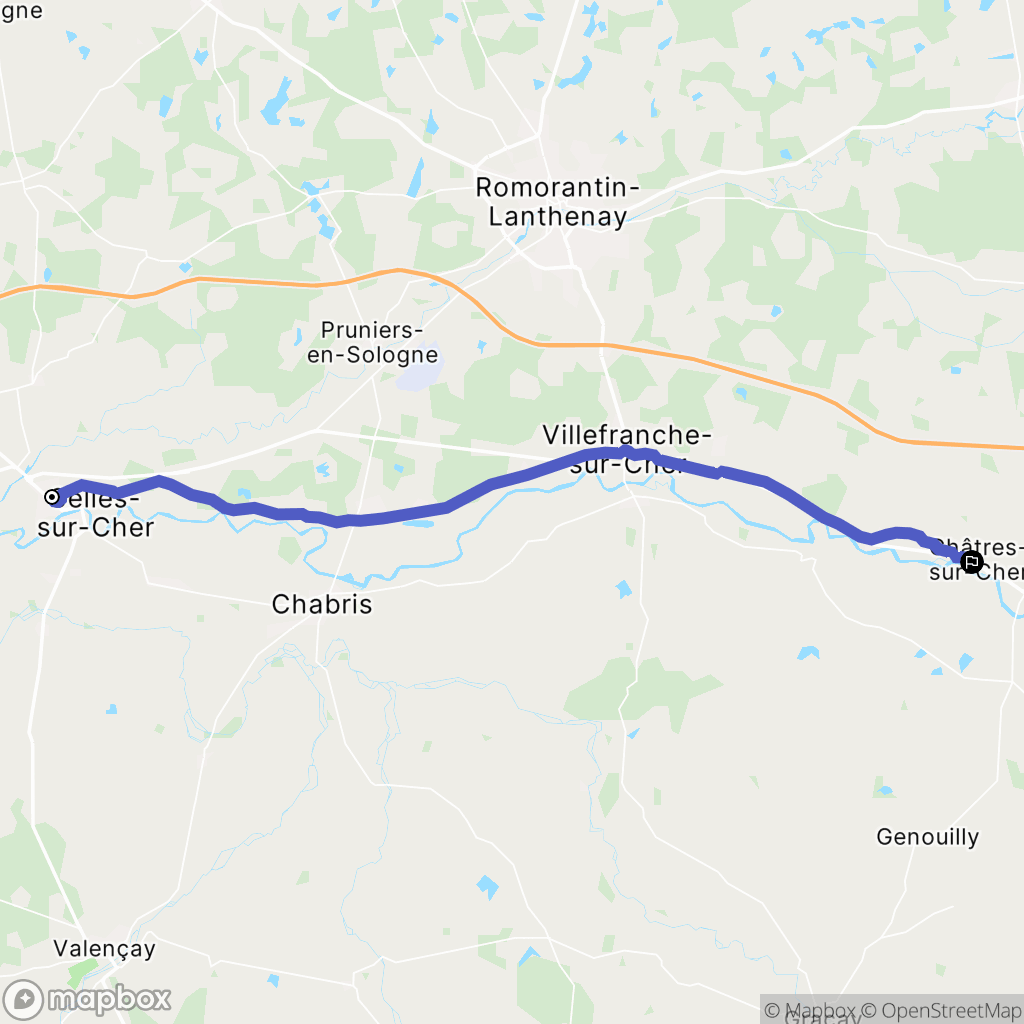 Selles-sur-Cher : carte du parcours de randonnée - France