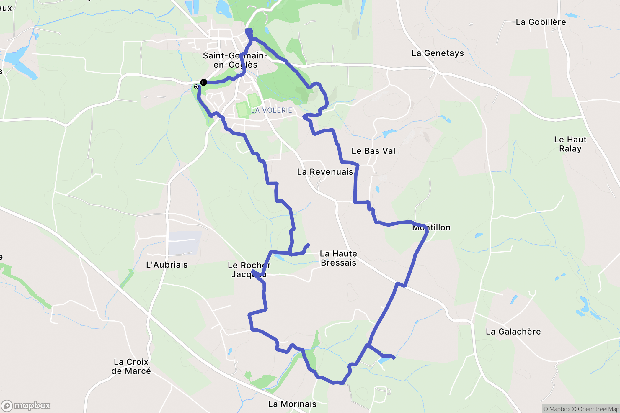 Saint-Germain-en-Coglès : carte du parcours de randonnée - France