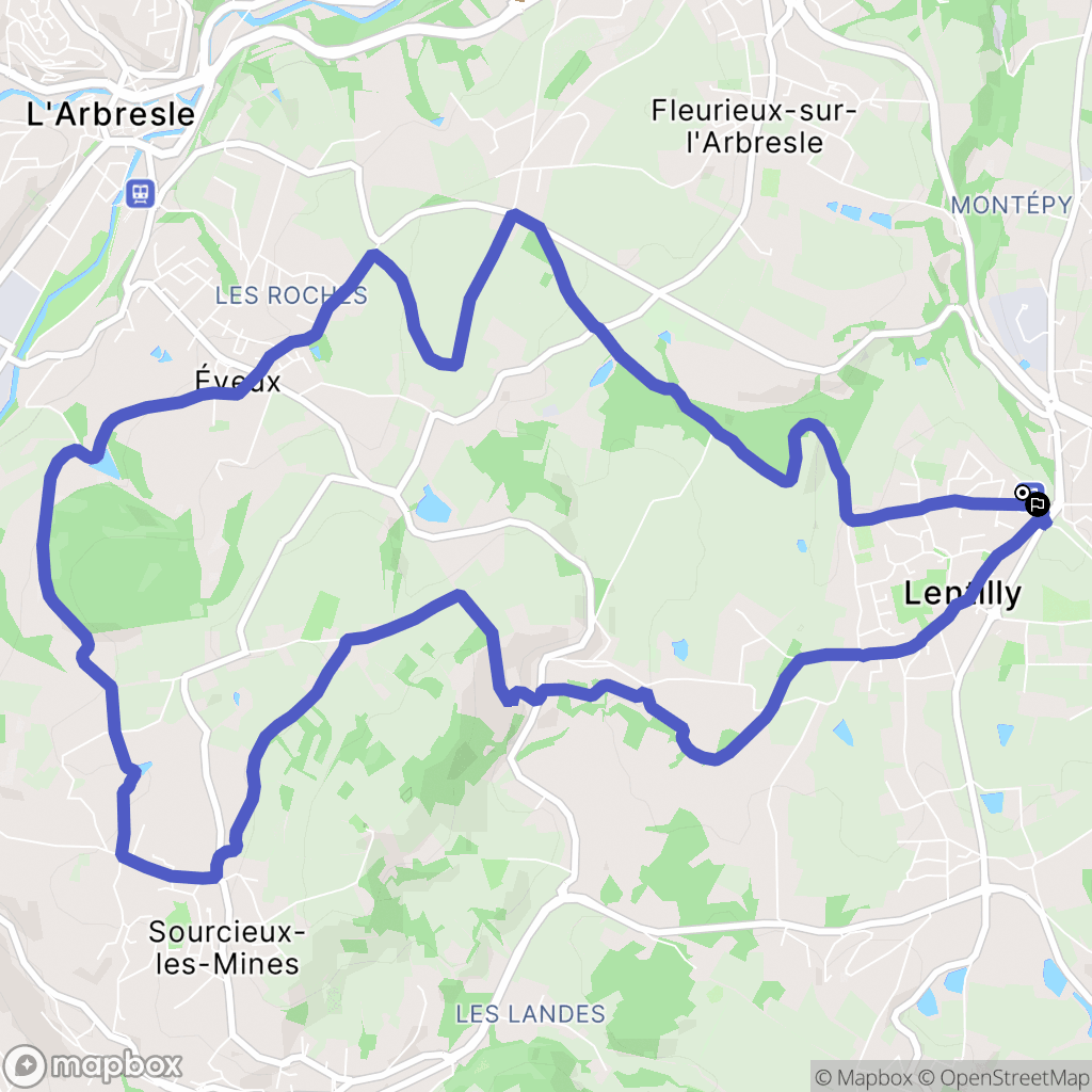 Lentilly : carte du parcours de randonnée - France