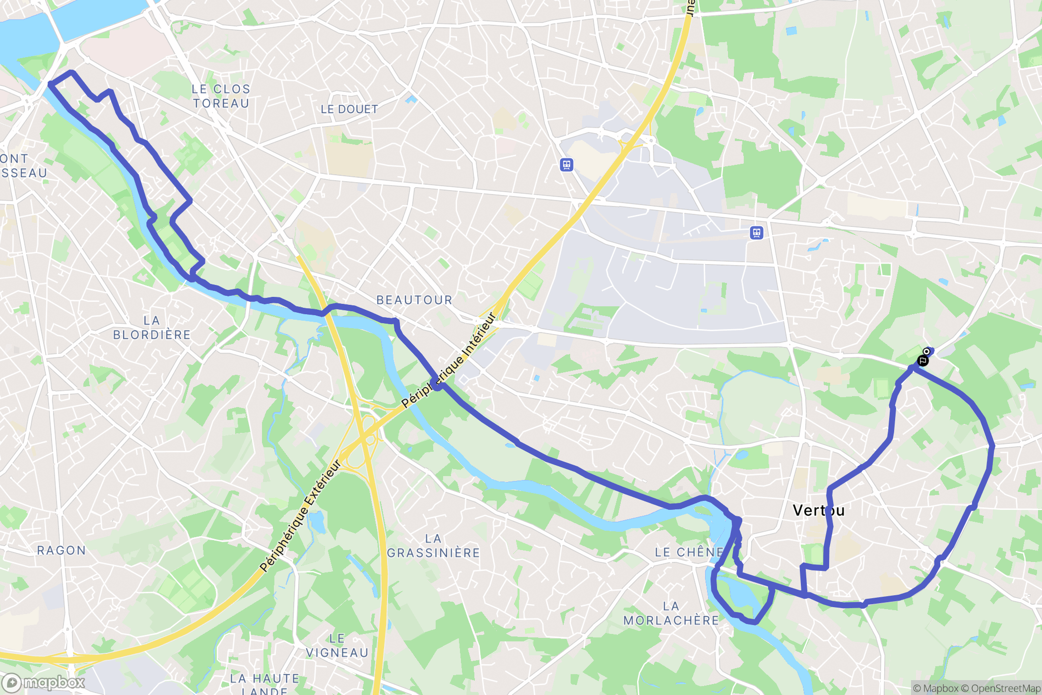 Vertou : carte du parcours de randonnée - France