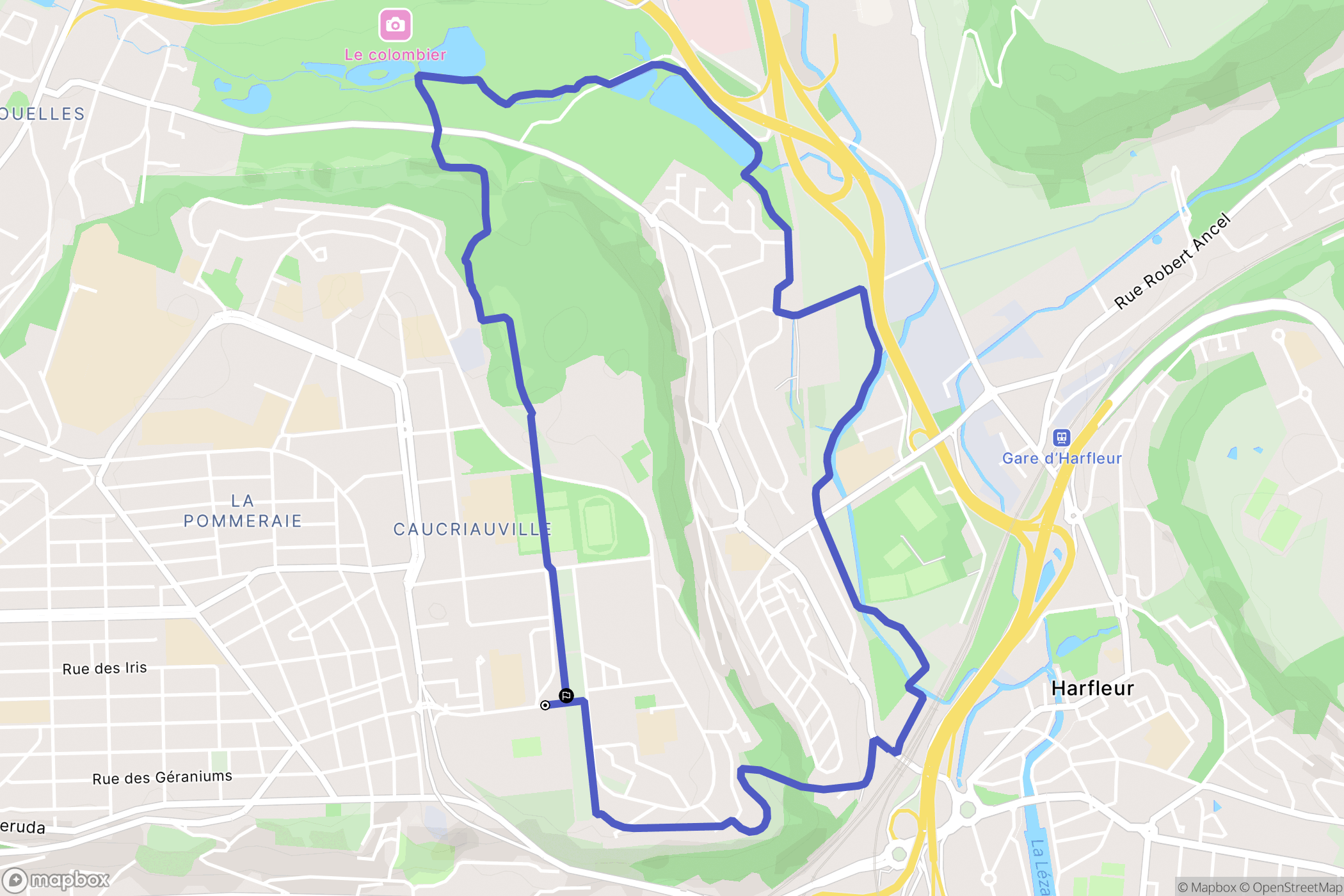 Le Havre : carte du parcours de randonnée - France