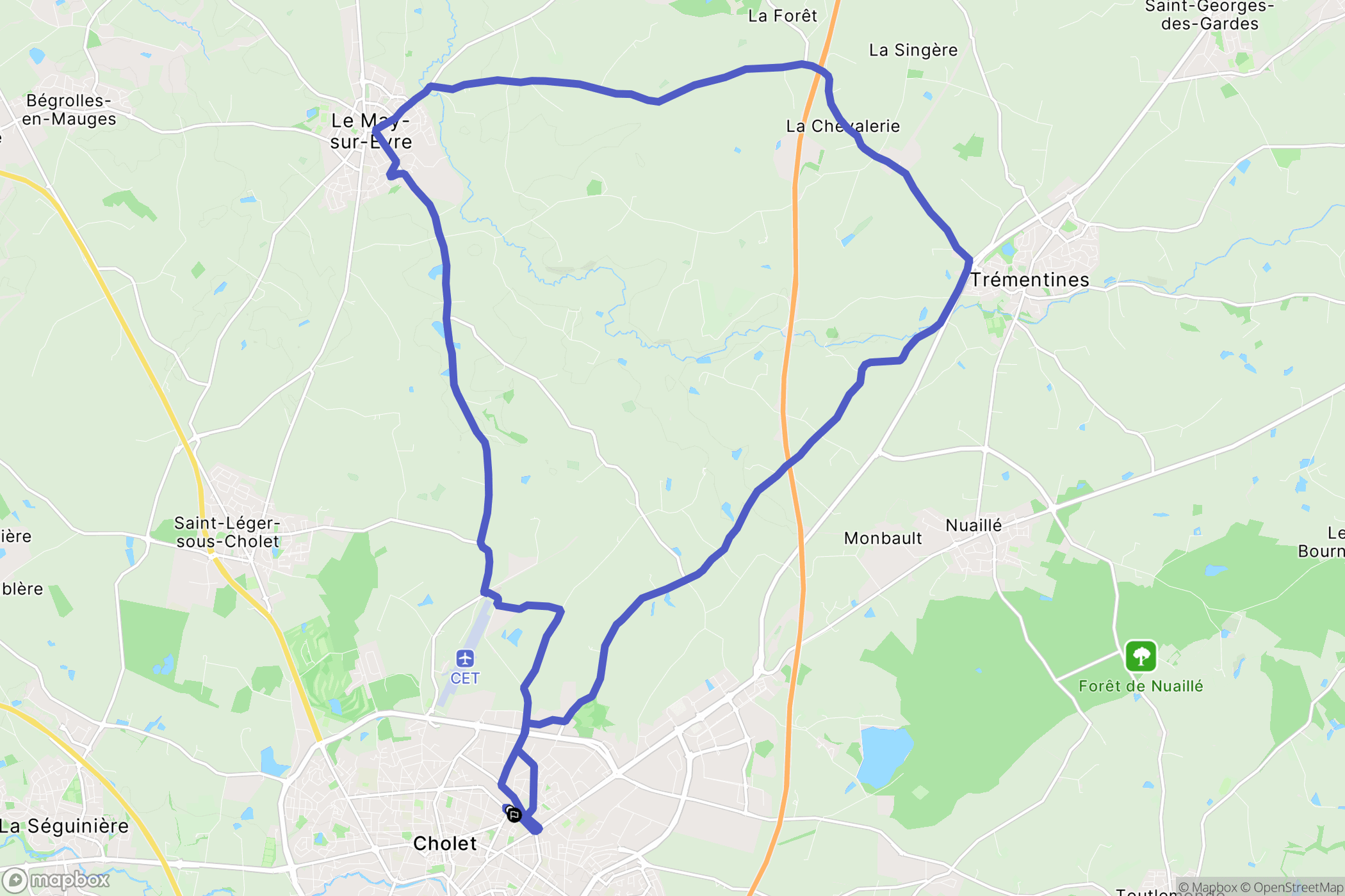 Cholet : carte du parcours de randonnée - France