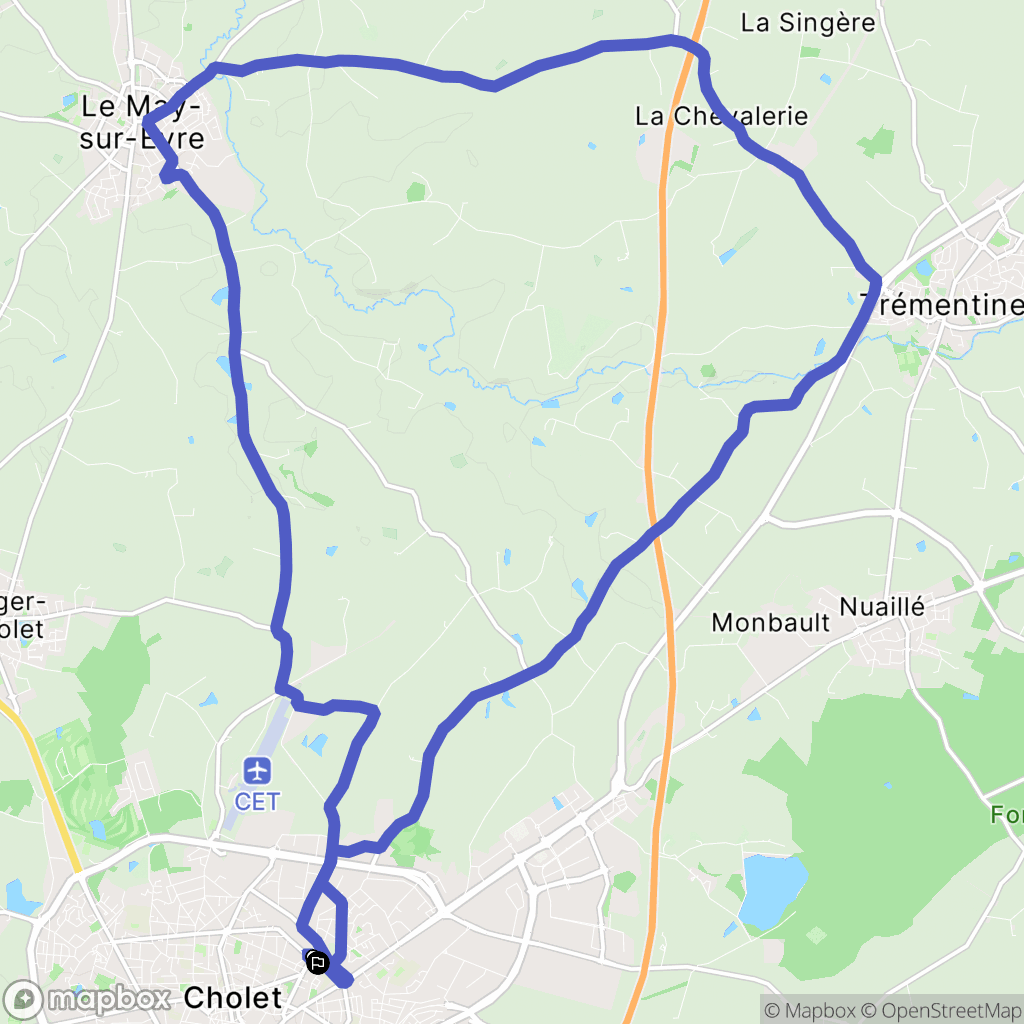 Cholet : carte du parcours de randonnée - France