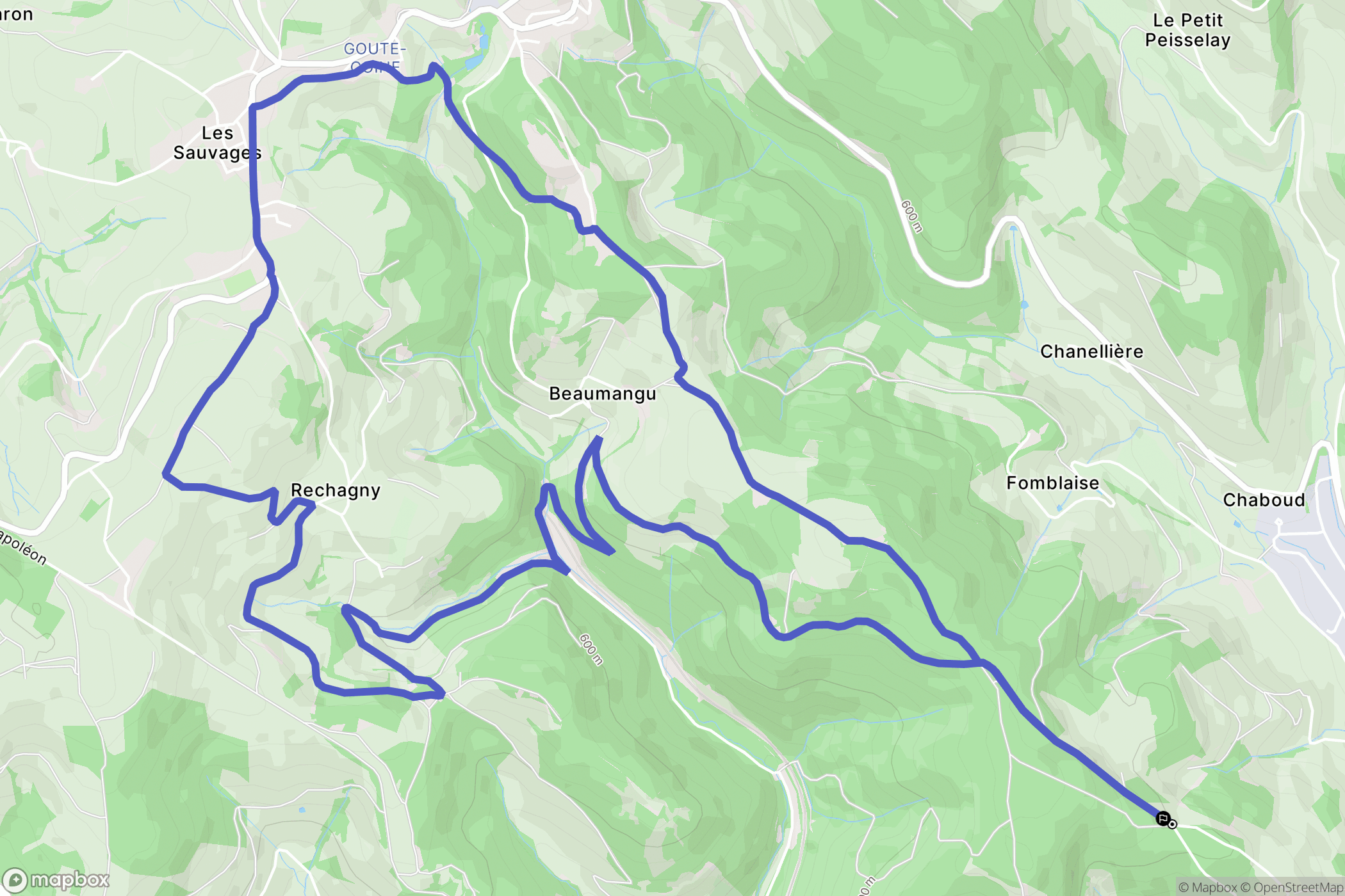 Tarare : carte du parcours de randonnée - France