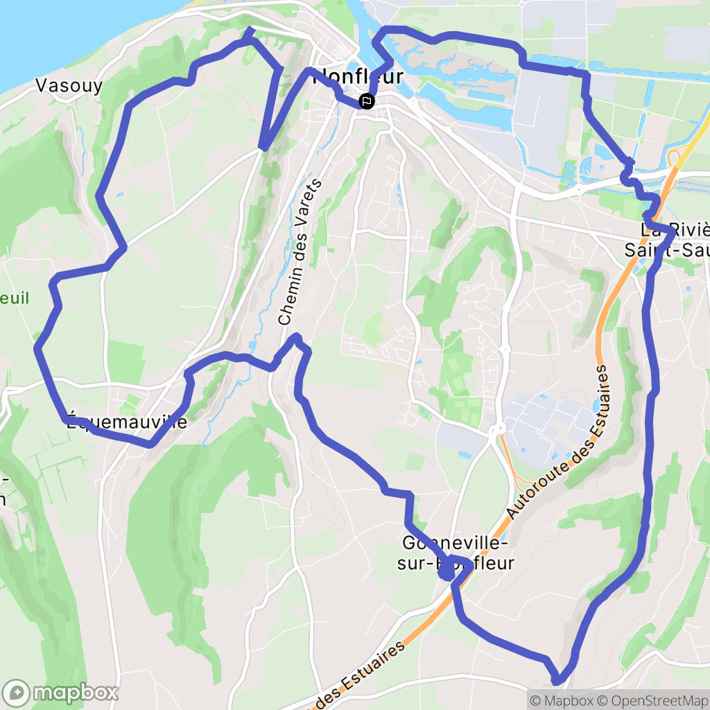 Honfleur : carte du parcours de randonnée - France