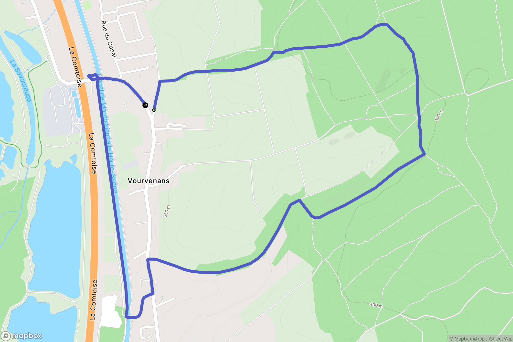 Trévenans : carte du parcours de randonnée - France