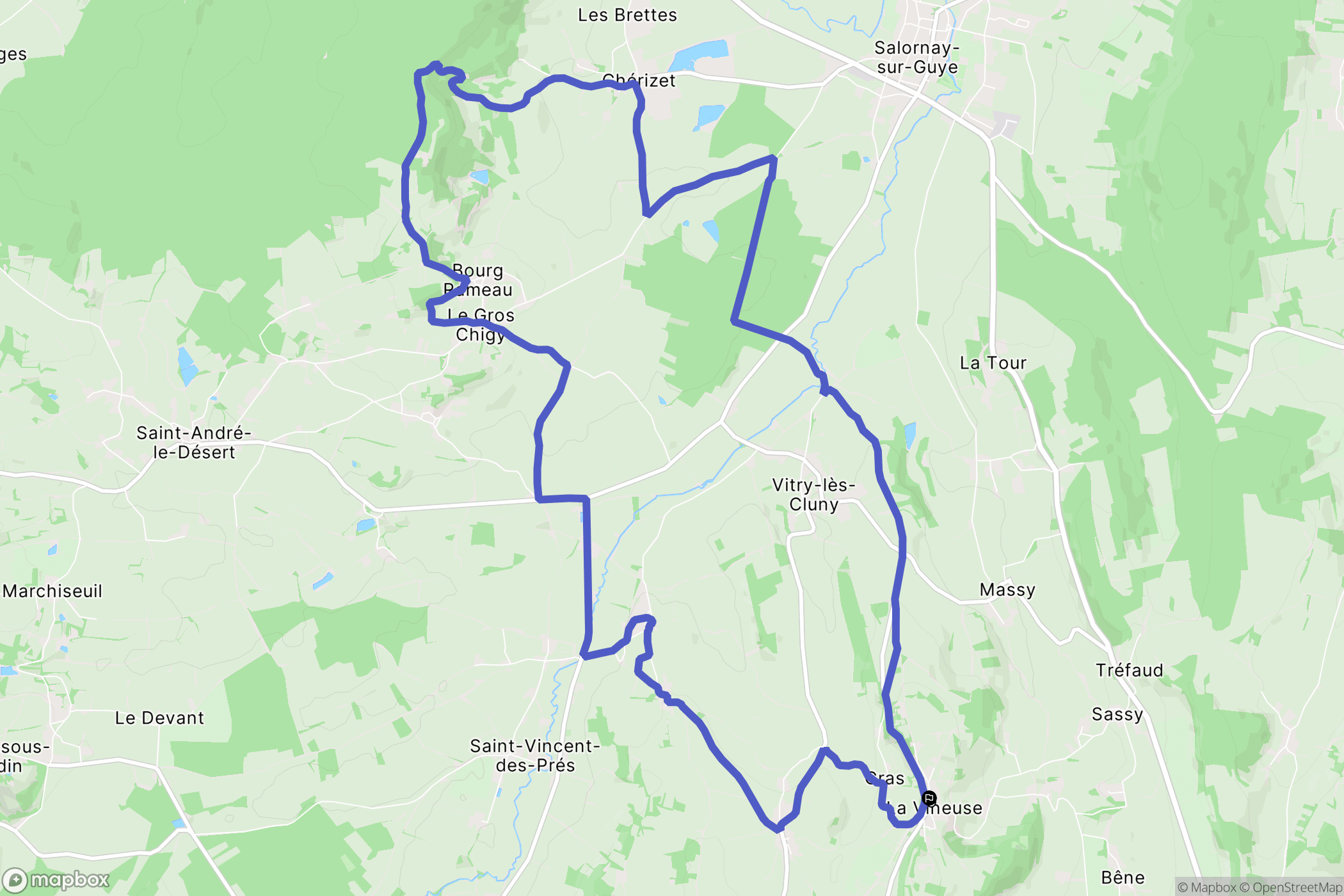 La Vineuse sur Fregande : carte du parcours de randonnée - France