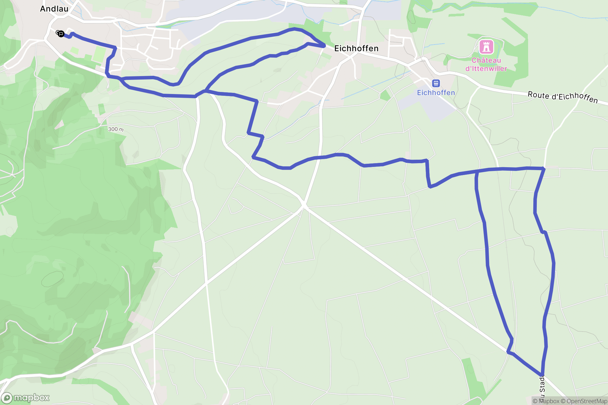 Andlau : carte du parcours de randonnée - France