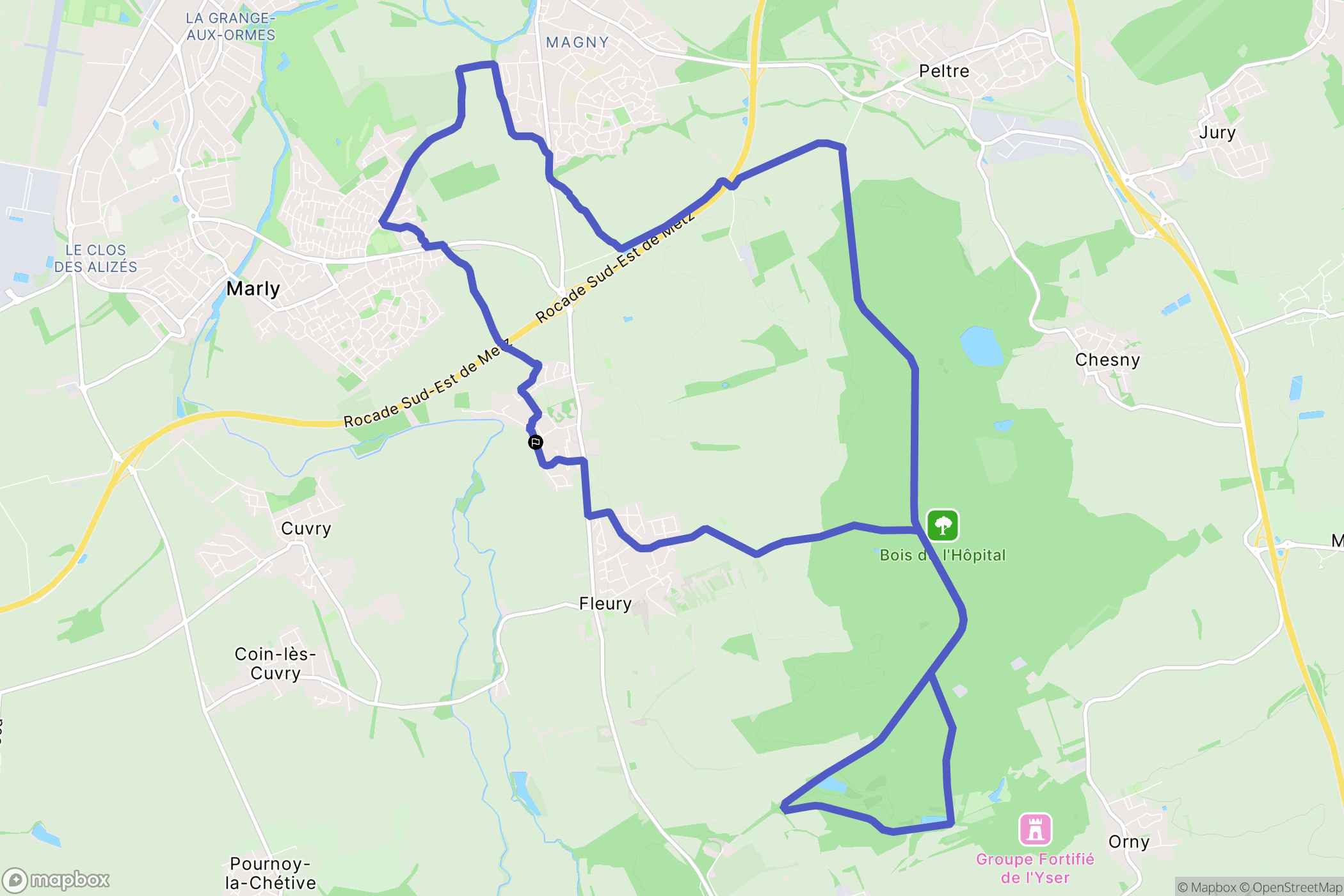 Pouilly : carte du parcours de randonnée - France