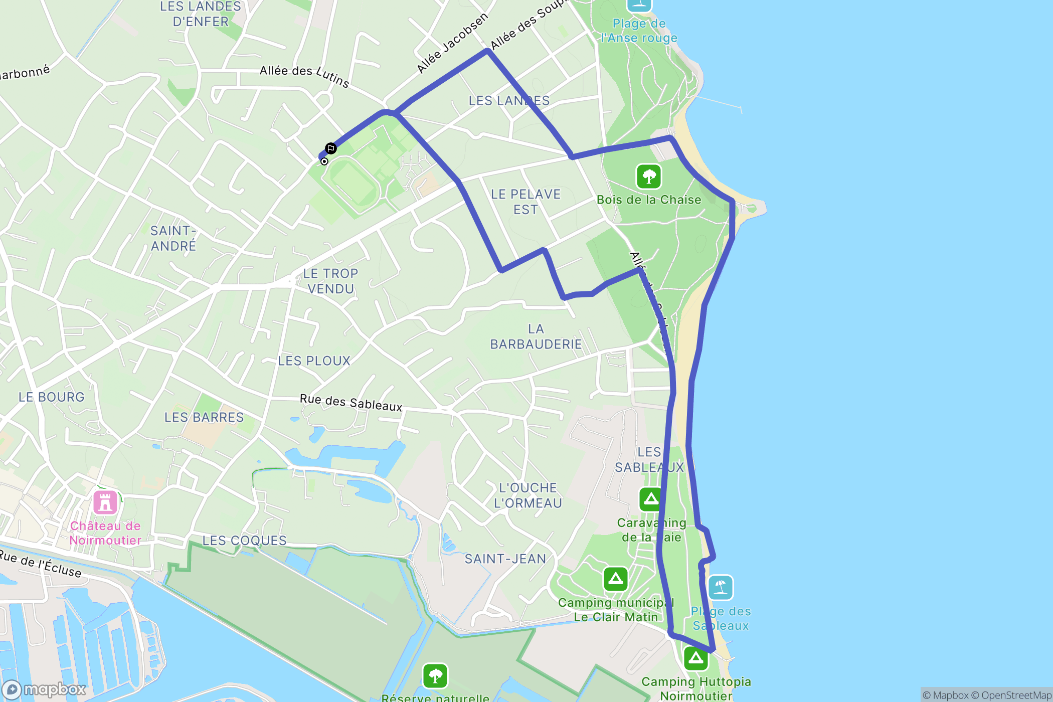 Noirmoutier-en-l'Île : carte du parcours de randonnée - France