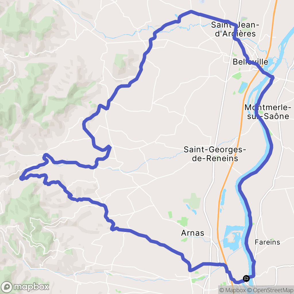 Villefranche-sur-Saône : carte du parcours de randonnée - France