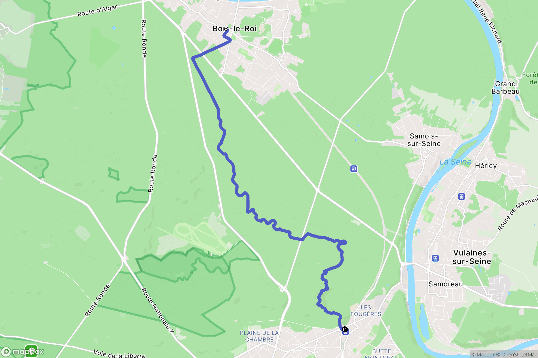 Bois-le-Roi : carte du parcours de randonnée - France