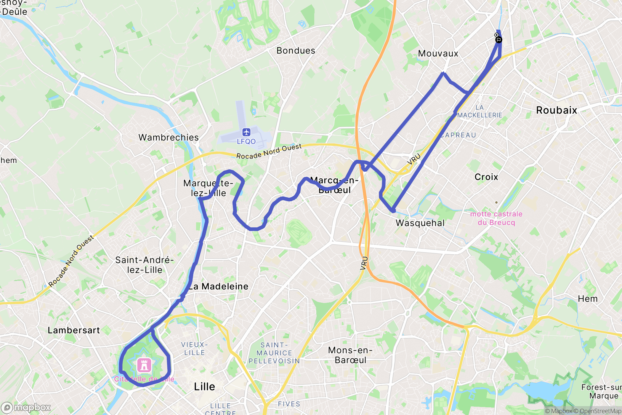 Tourcoing : carte du parcours de randonnée - France