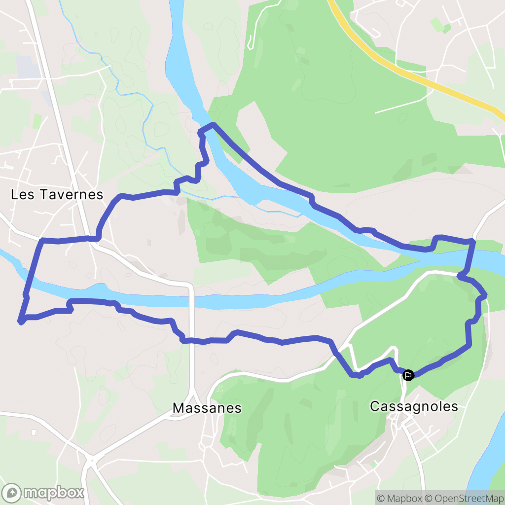 Cassagnoles : carte du parcours de randonnée - France