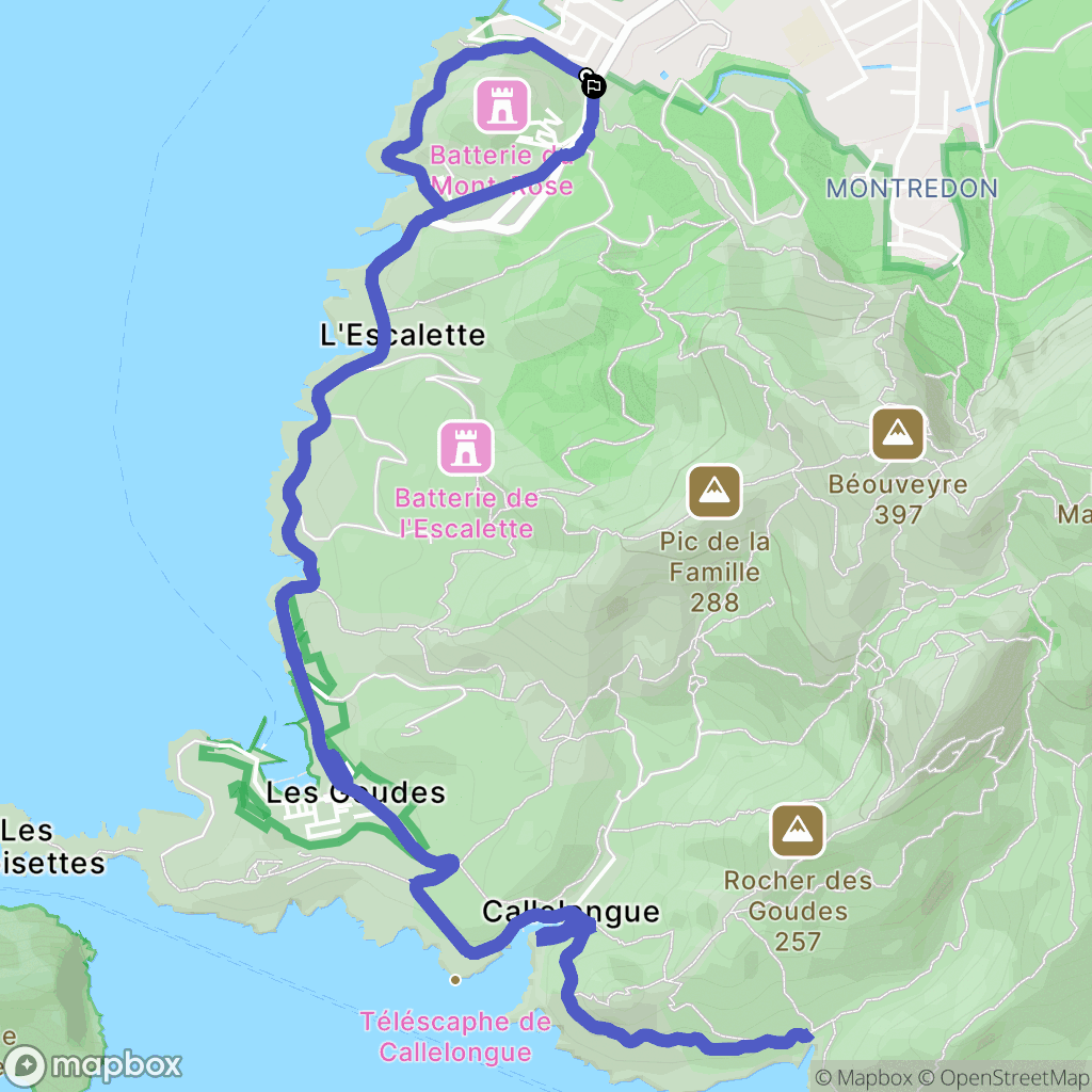 Marseille : carte du parcours de randonnée - France