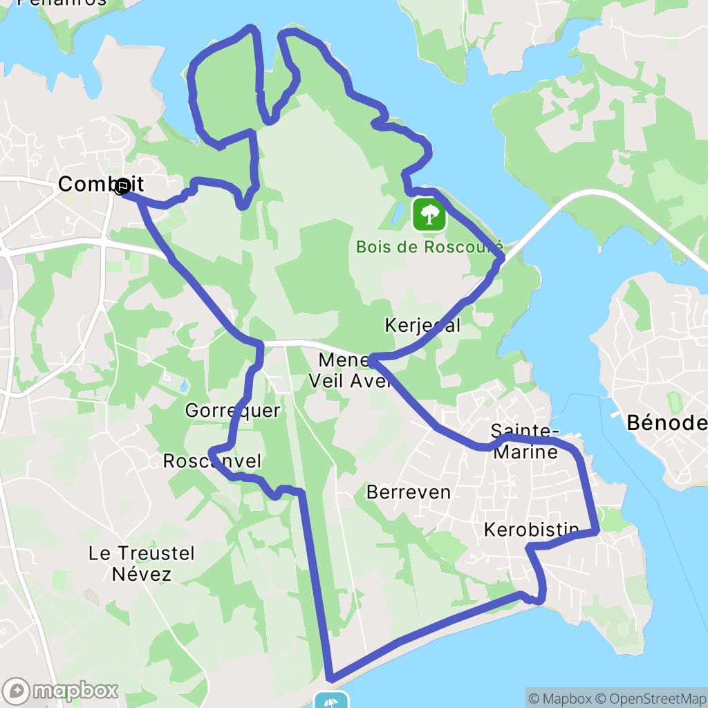 Combrit : carte du parcours de randonnée - France