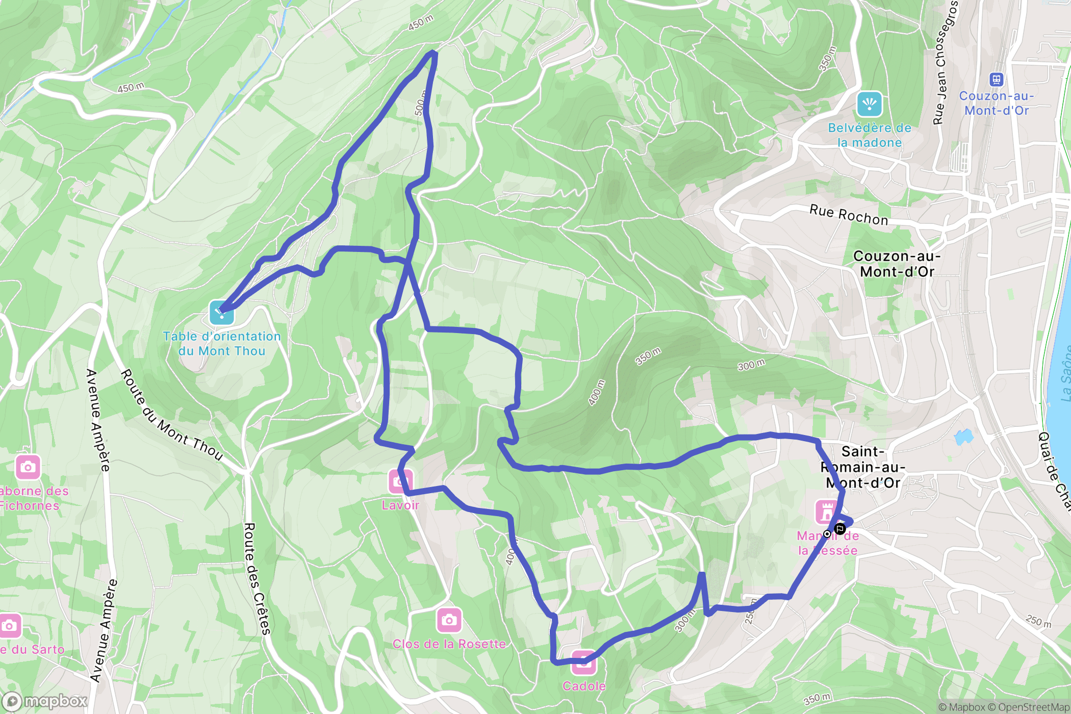 Saint-Romain-au-Mont-d'Or : carte du parcours de randonnée - France