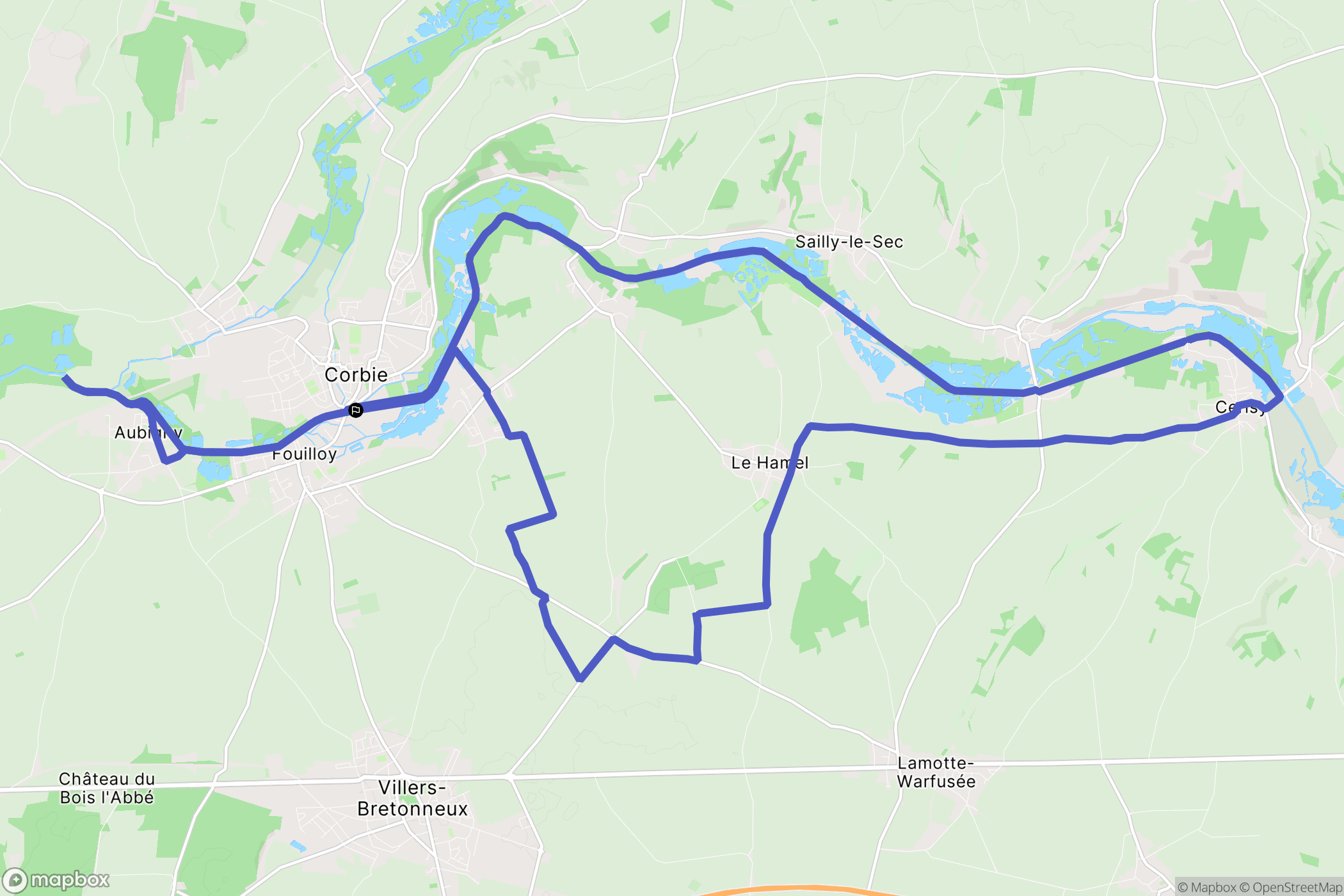 Corbie : carte du parcours de randonnée - France
