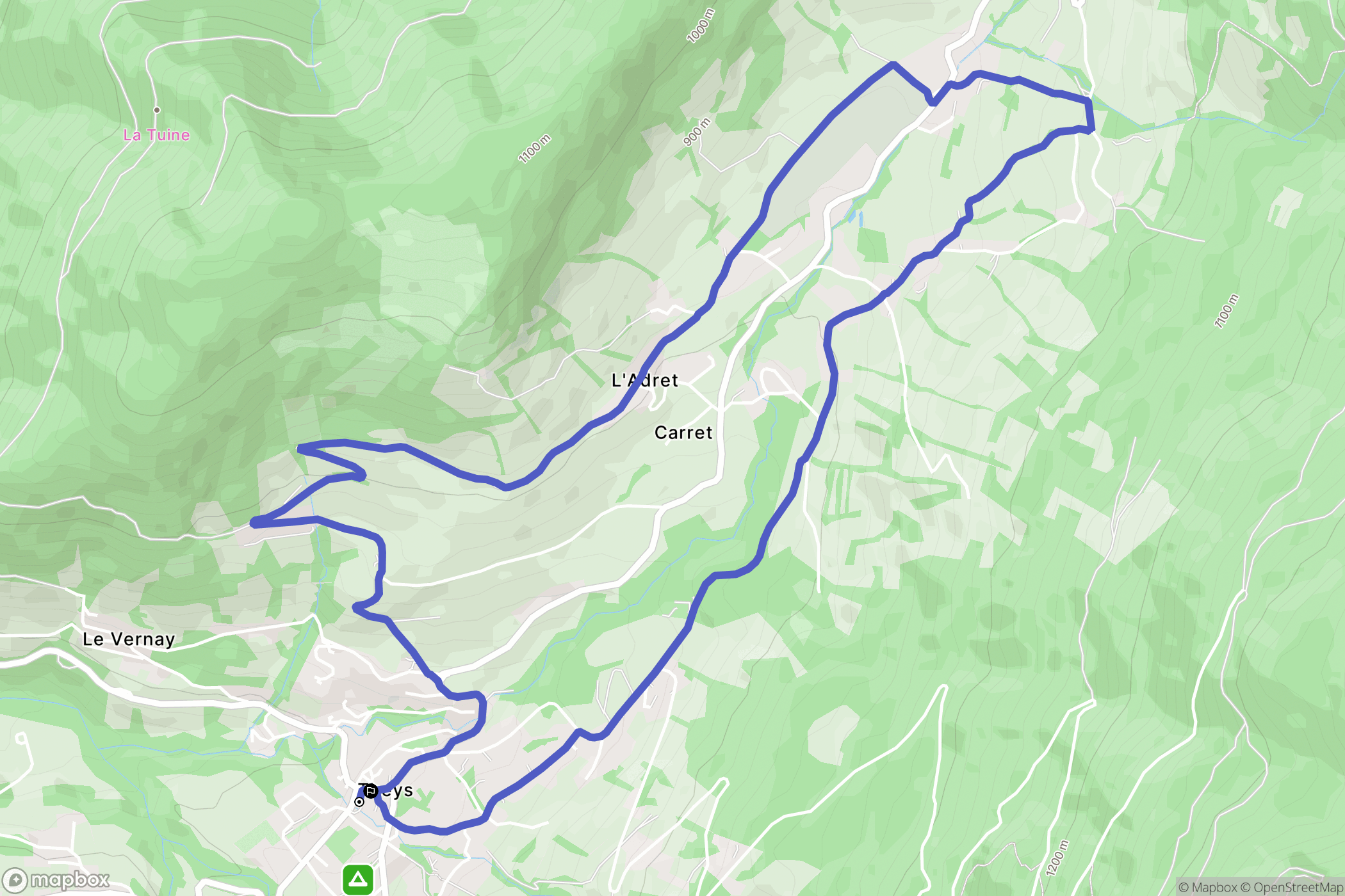 Theys : carte du parcours de randonnée - France
