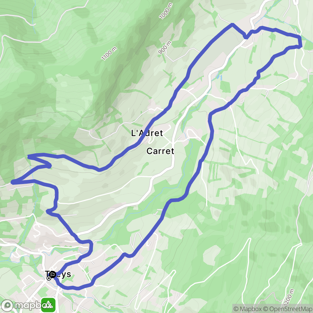 Theys : carte du parcours de randonnée - France