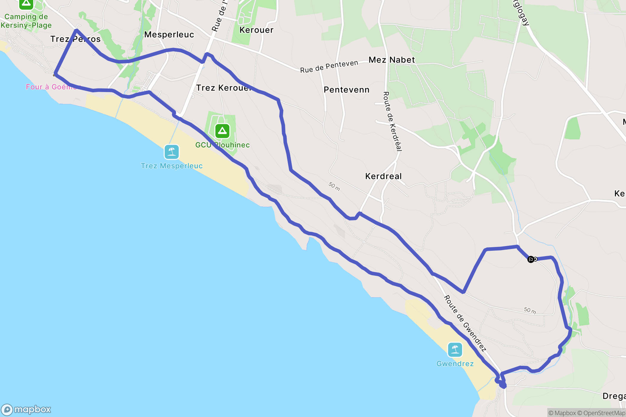 Plouhinec : carte du parcours de randonnée - France
