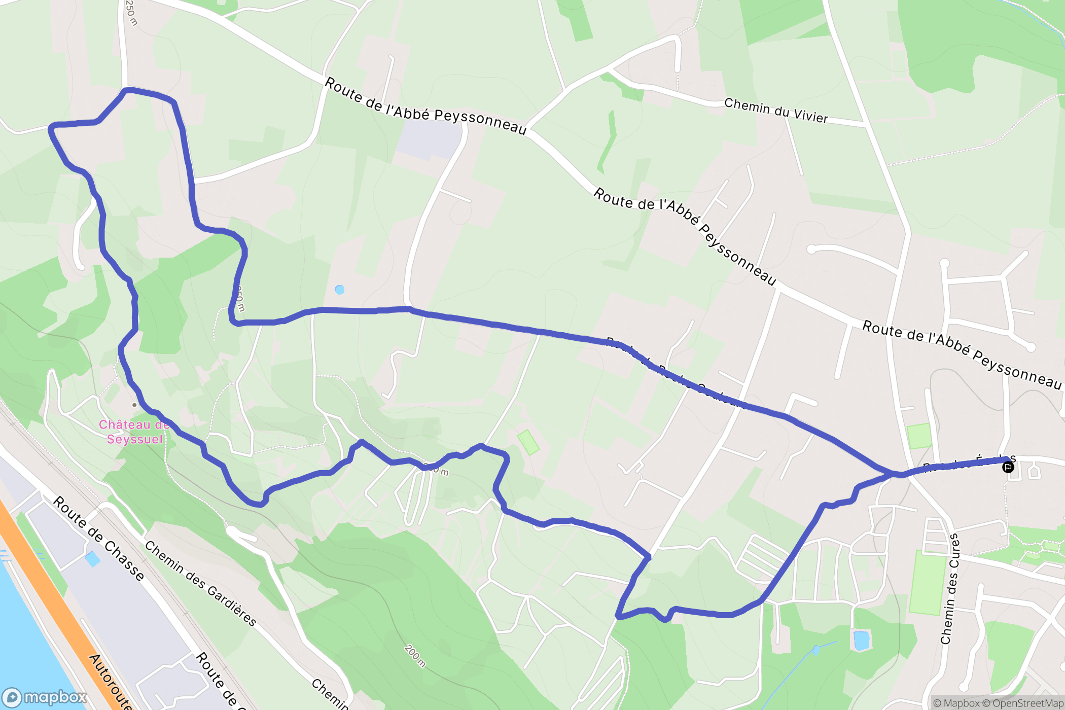 Seyssuel : carte du parcours de randonnée - France