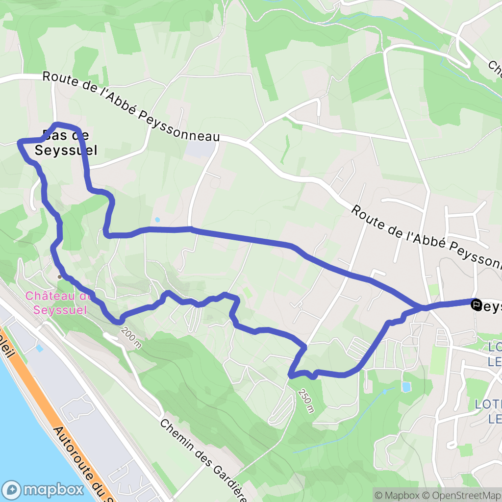 Seyssuel : carte du parcours de randonnée - France