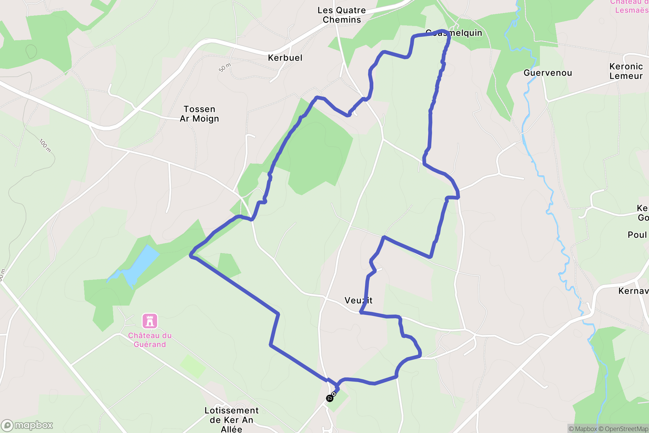 Plouégat-Guérand : carte du parcours de randonnée - France