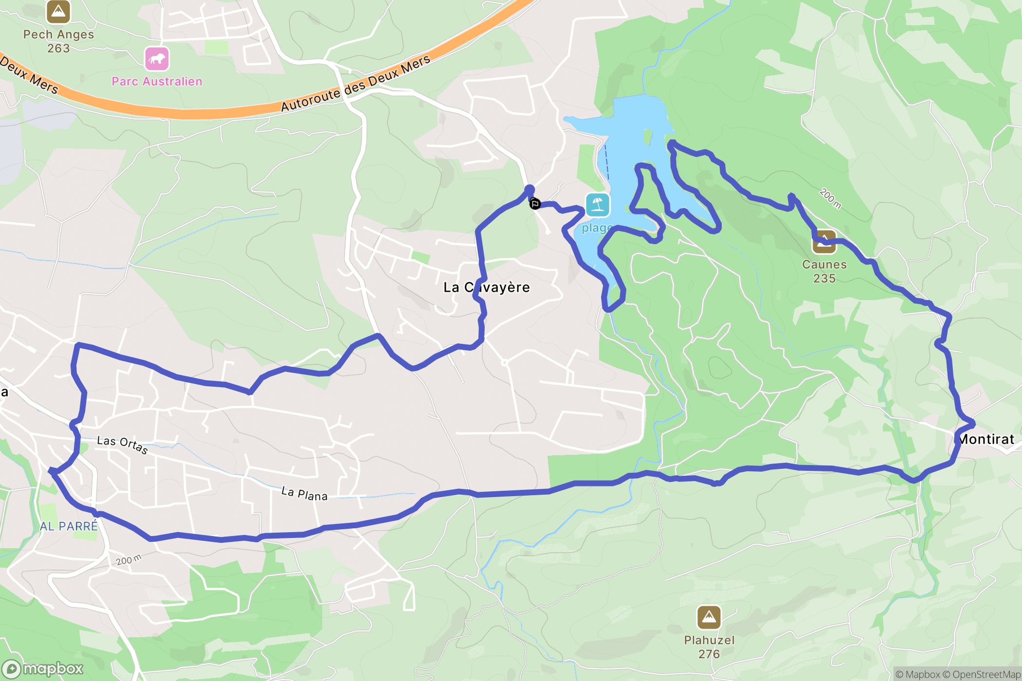 Carcassonne : carte du parcours de randonnée - France
