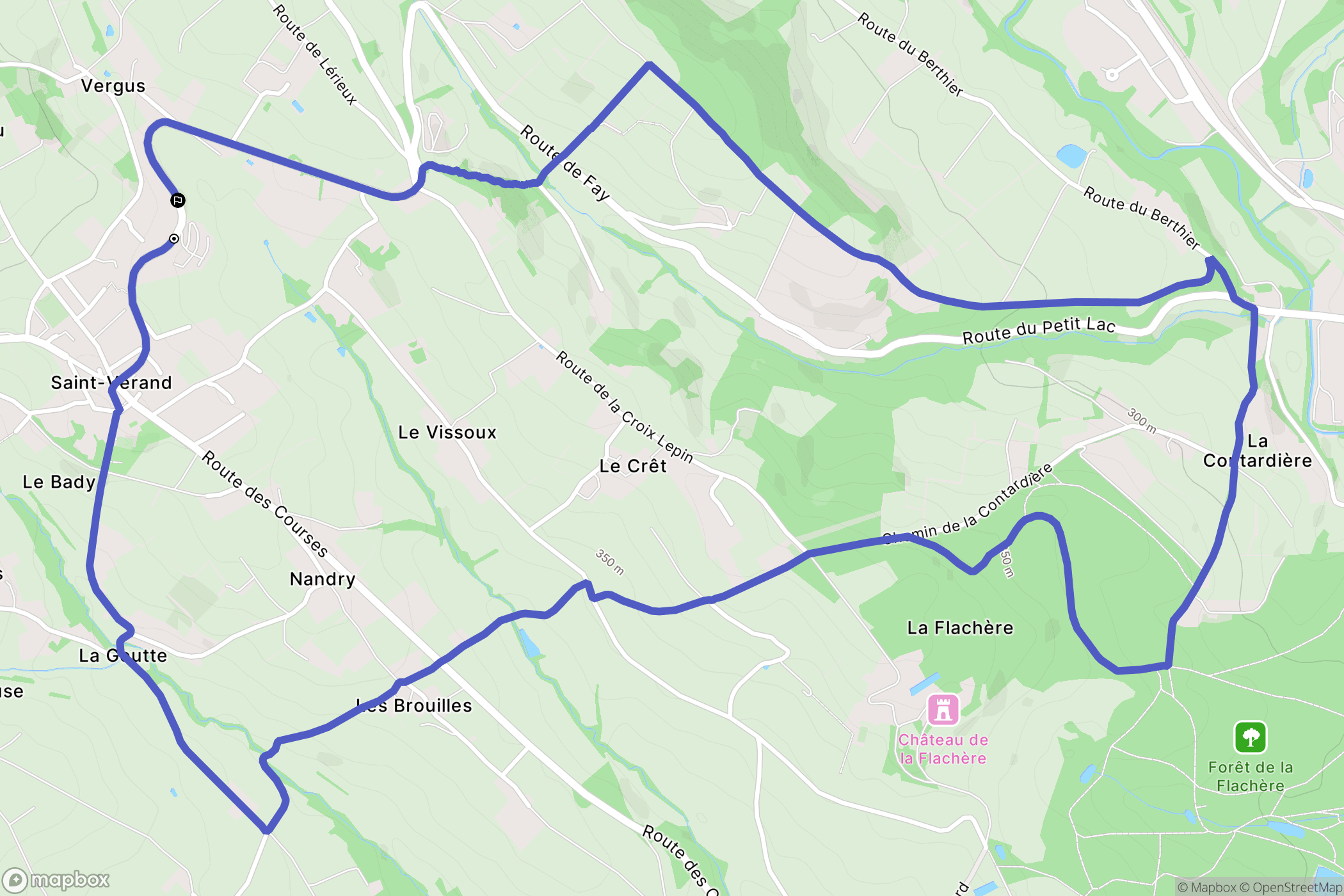 Saint-Vérand : carte du parcours de randonnée - France