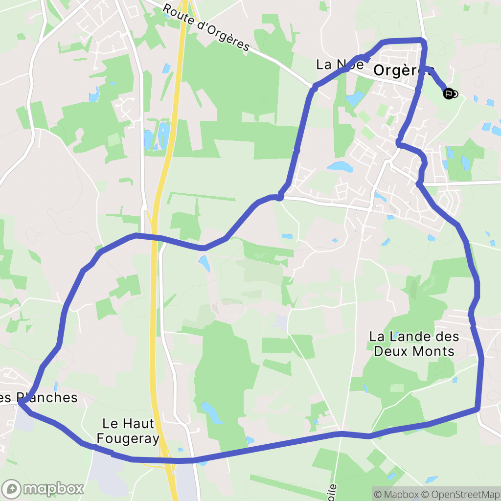 Orgères : carte du parcours de randonnée - France
