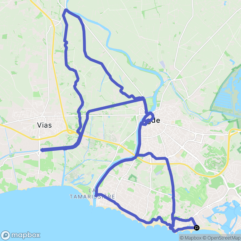 Agde : carte du parcours de randonnée - France