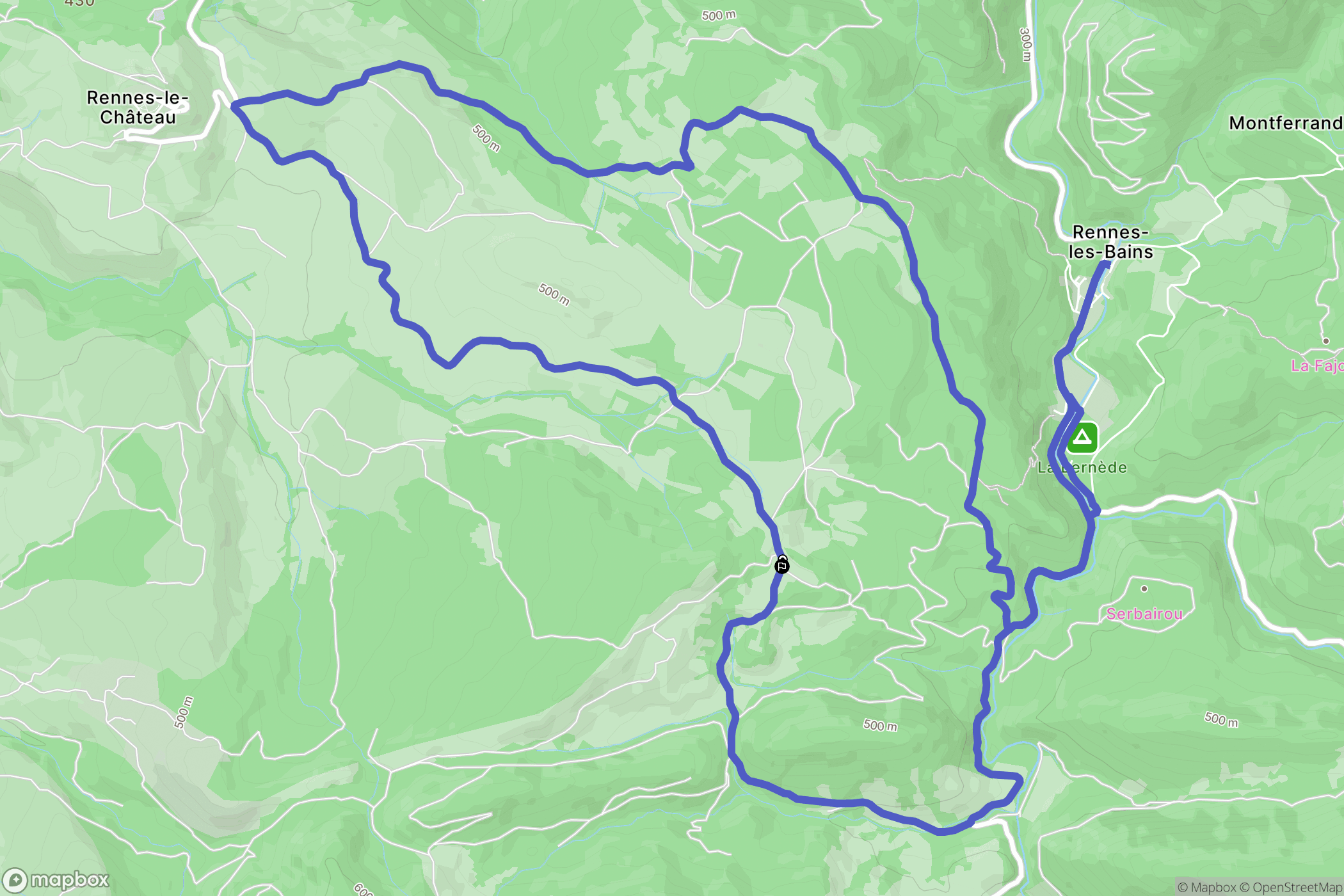 Rennes-le-Château : carte du parcours de randonnée - France