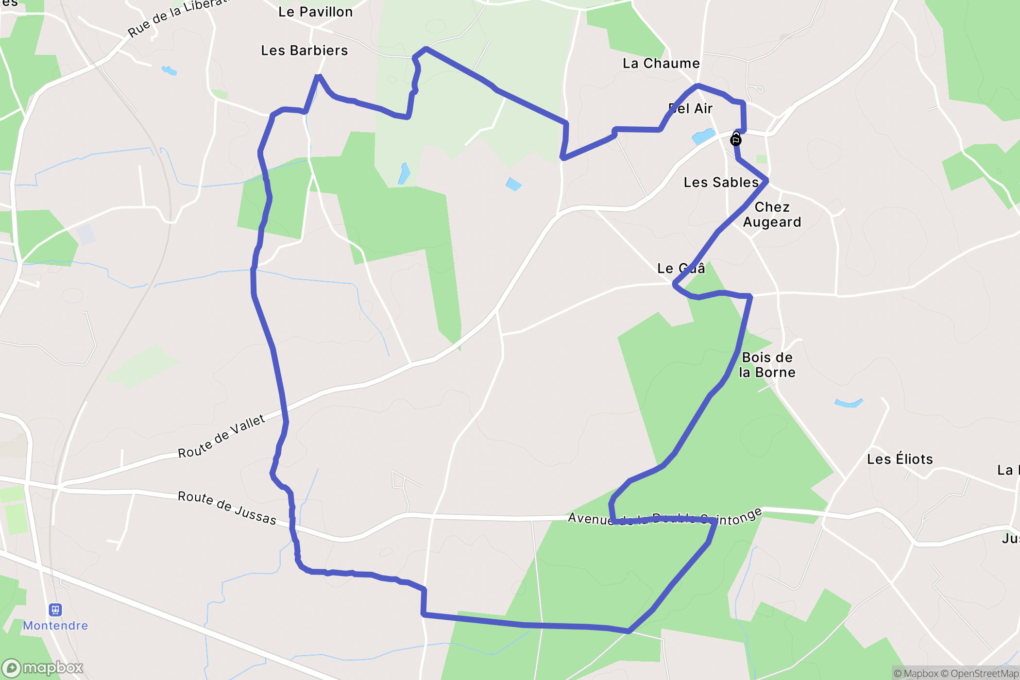 Montendre : carte du parcours de randonnée - France