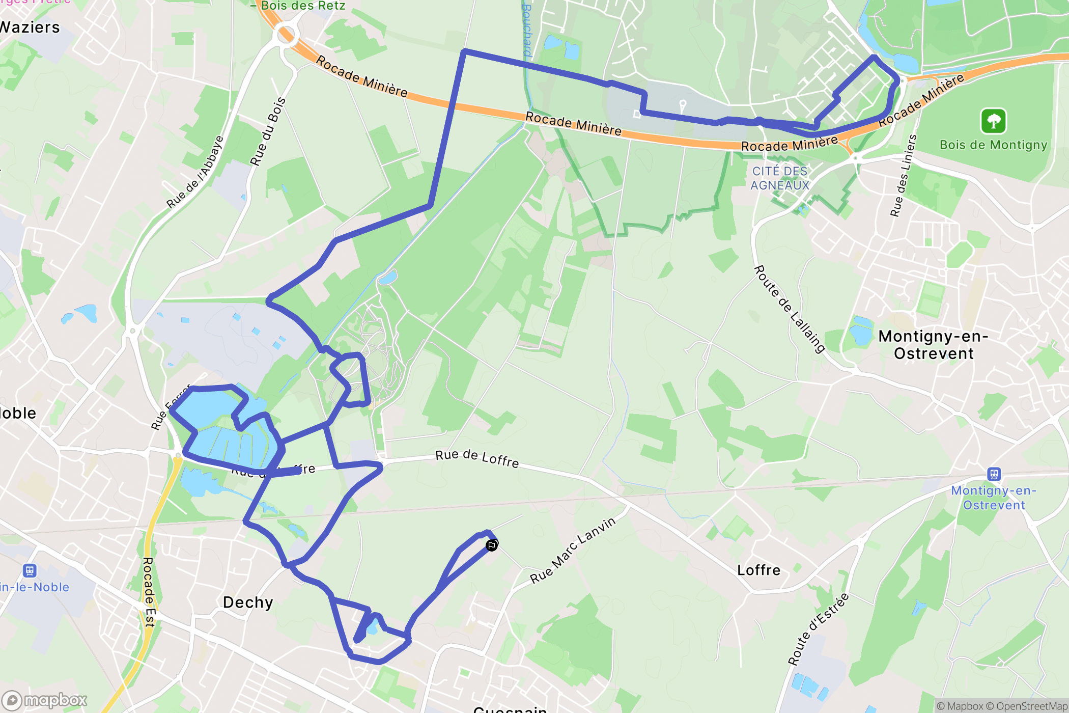 Guesnain : carte du parcours de randonnée - France