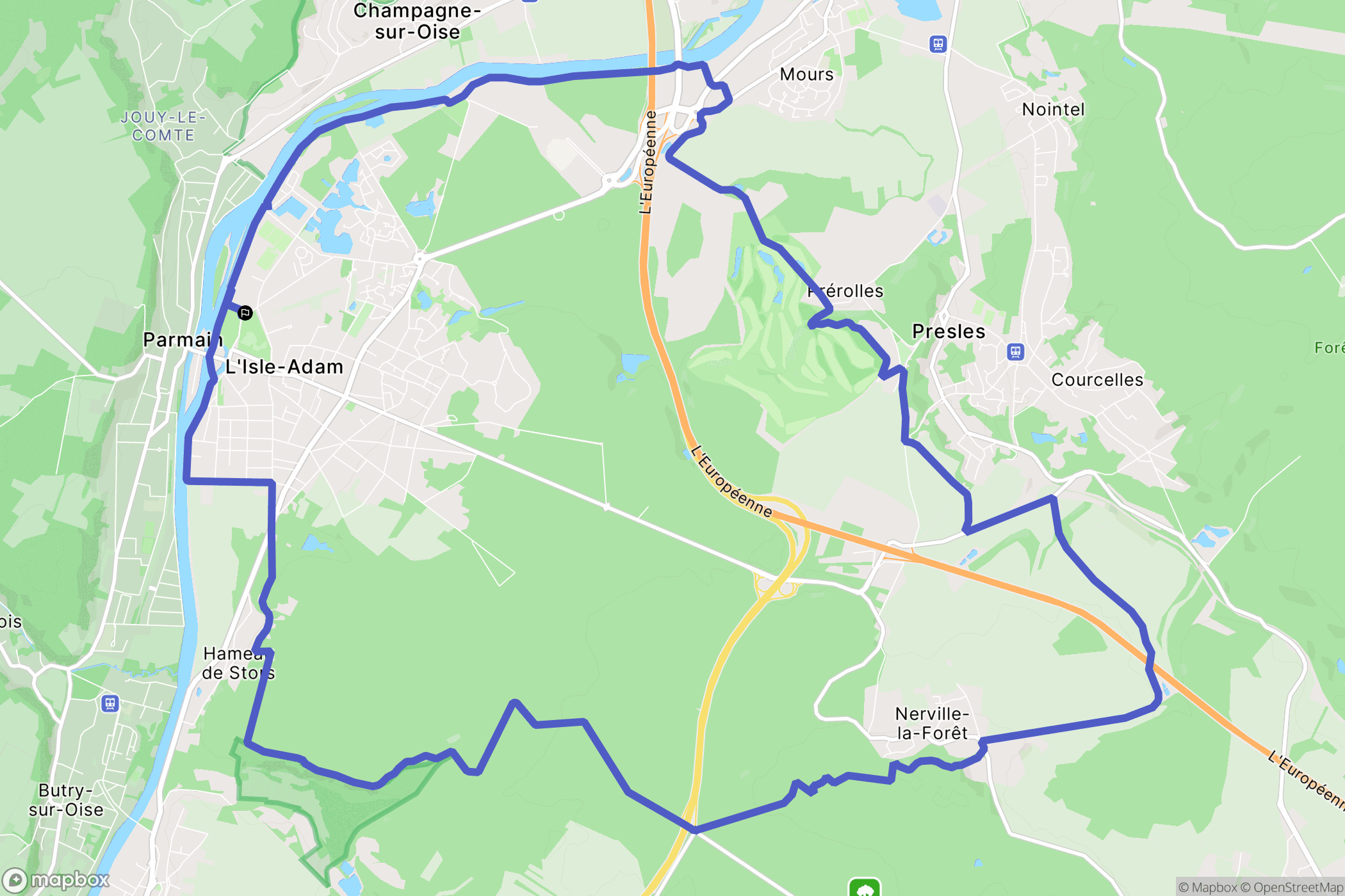 L'Isle-Adam : carte du parcours de randonnée - France
