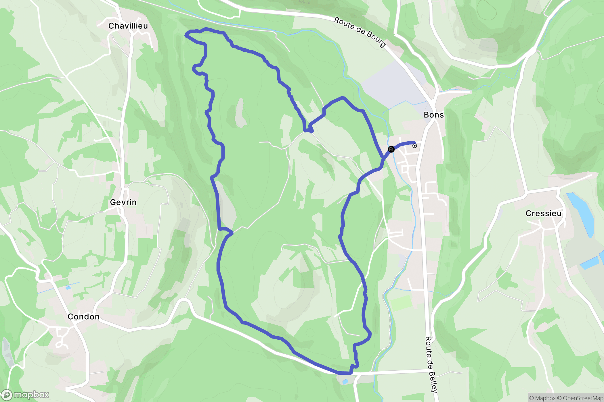 Chazey-Bons : carte du parcours de randonnée - France