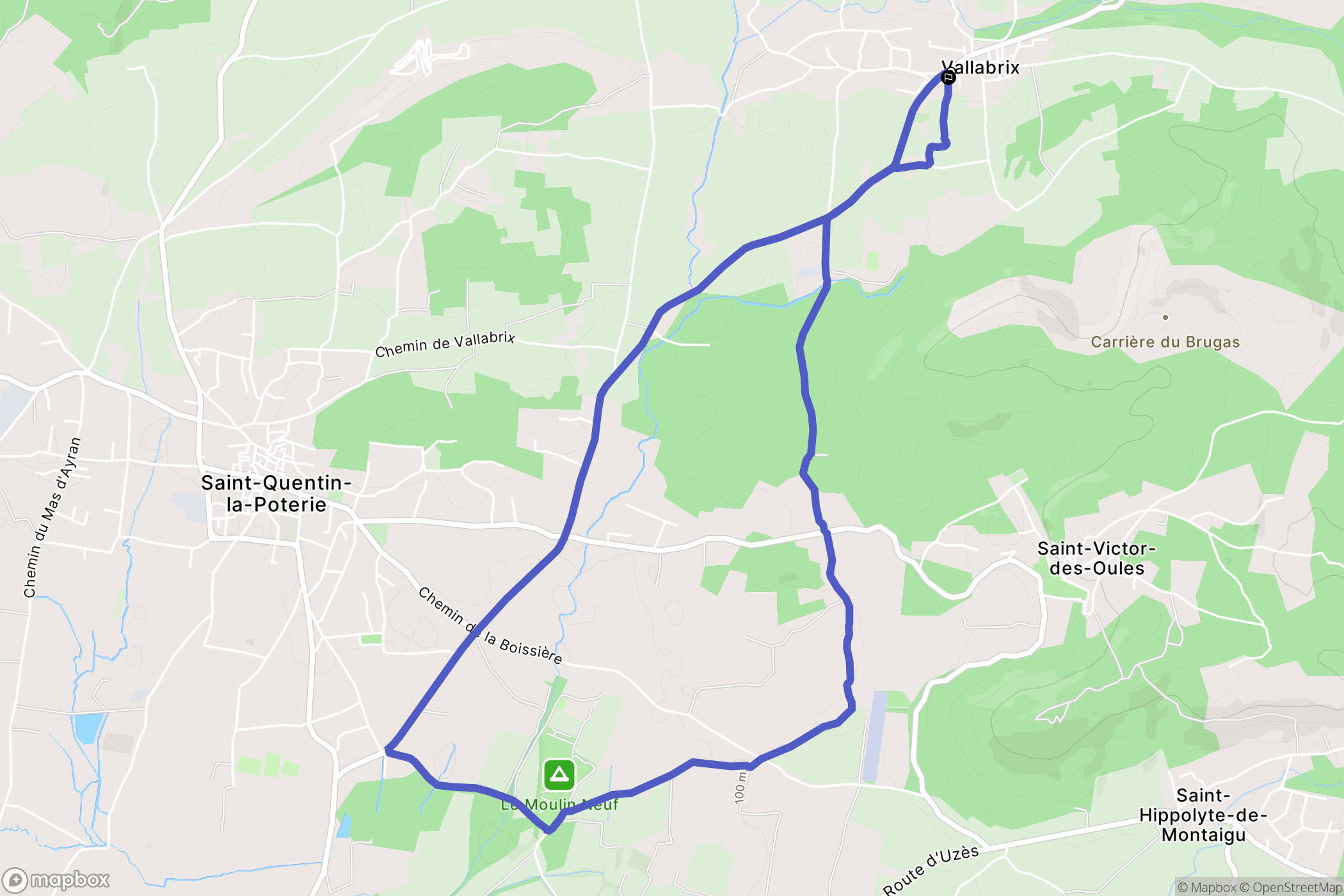 Vallabrix : carte du parcours de randonnée - France