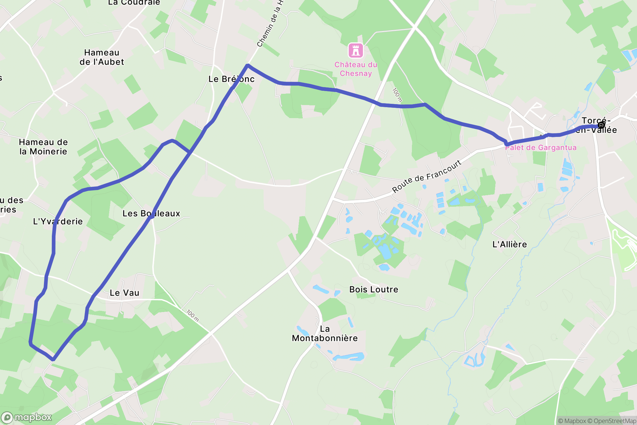 Torcé-en-Vallée : carte du parcours de randonnée - France