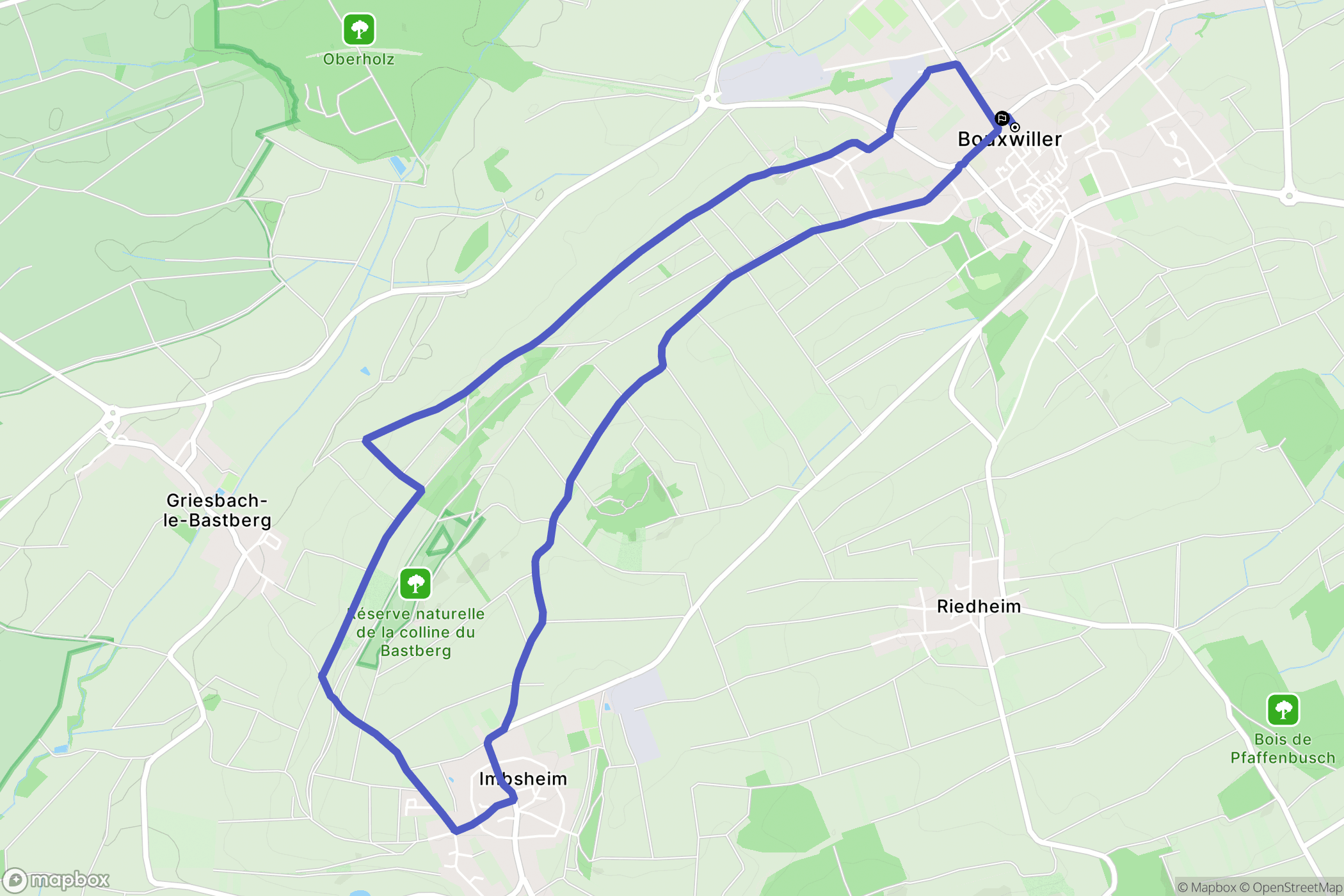 Bouxwiller : carte du parcours de randonnée - France
