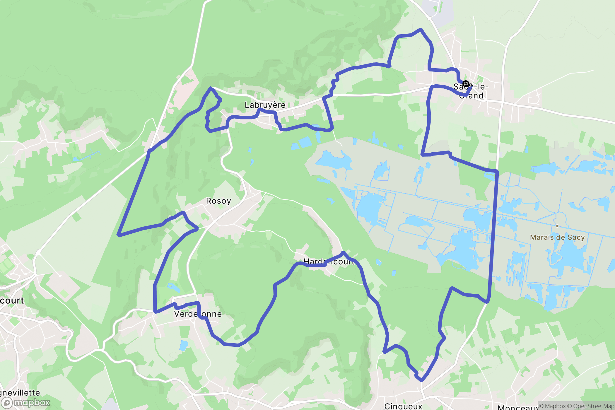 Sacy-le-Grand : carte du parcours de randonnée - France
